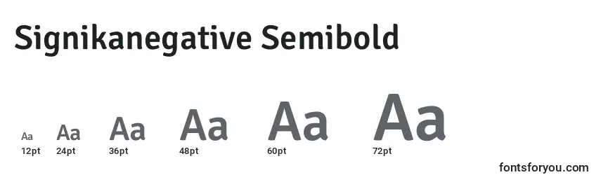 Signikanegative Semibold-fontin koot