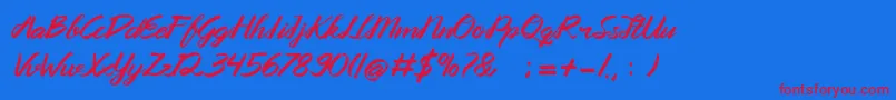 Queenata-Schriftart – Rote Schriften auf blauem Hintergrund