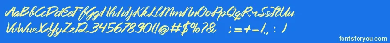 Queenata Font – Yellow Fonts on Blue Background