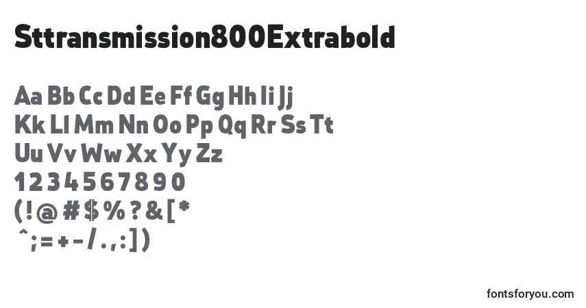 A fonte Sttransmission800Extrabold – alfabeto, números, caracteres especiais