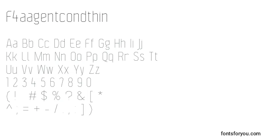 Schriftart F4aagentcondthin – Alphabet, Zahlen, spezielle Symbole