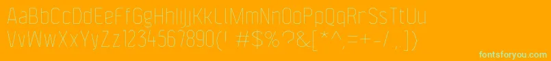 F4aagentcondthin Font – Green Fonts on Orange Background