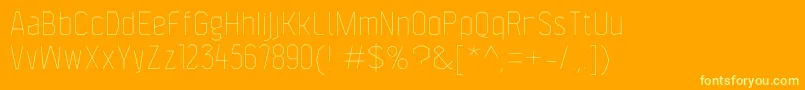 F4aagentcondthin-Schriftart – Gelbe Schriften auf orangefarbenem Hintergrund