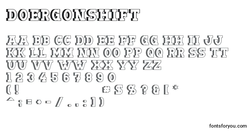 Czcionka Doergonshift – alfabet, cyfry, specjalne znaki