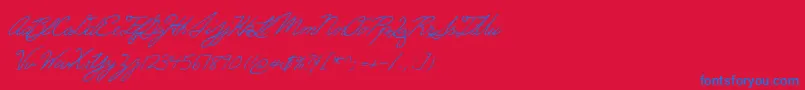 Erics-fontti – siniset fontit punaisella taustalla