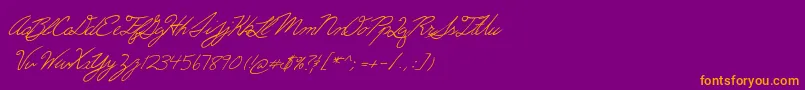 Erics-Schriftart – Orangefarbene Schriften auf violettem Hintergrund