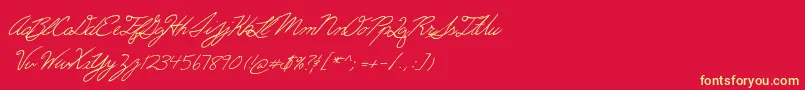 フォントErics – 黄色の文字、赤い背景