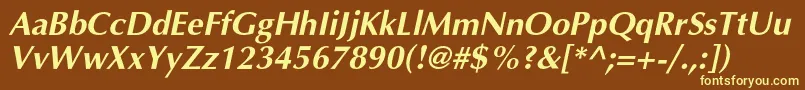 AgopuscBolditalic-fontti – keltaiset fontit ruskealla taustalla