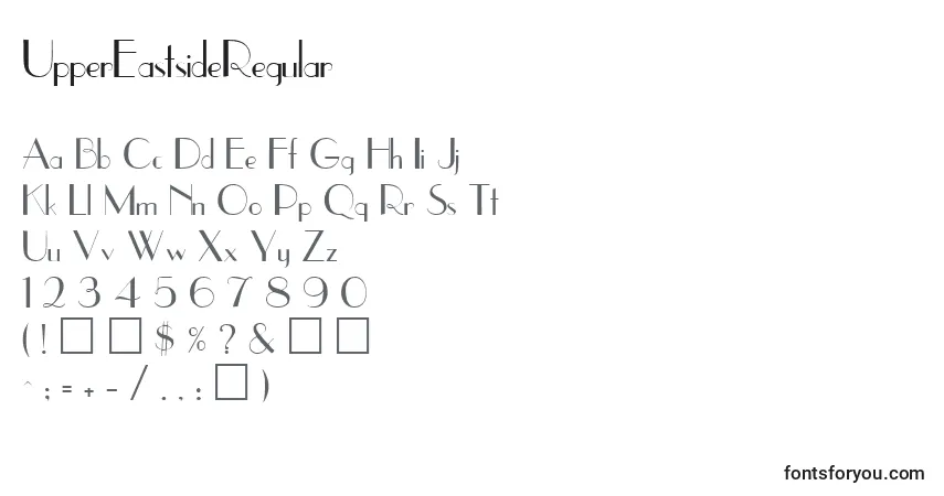 Czcionka UpperEastsideRegular – alfabet, cyfry, specjalne znaki