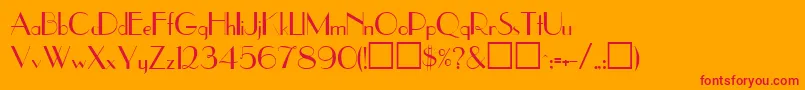 UpperEastsideRegular-Schriftart – Rote Schriften auf orangefarbenem Hintergrund