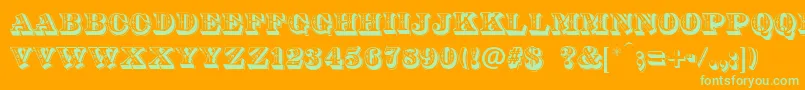 DsDiamondInlay Font – Green Fonts on Orange Background