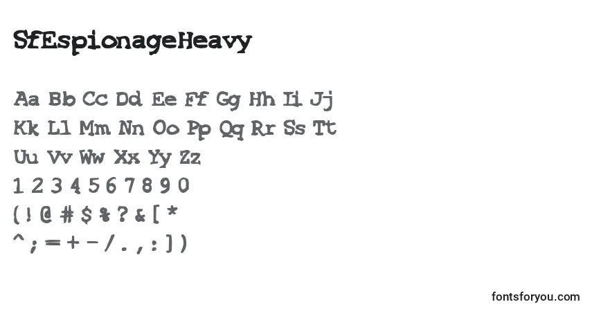 Schriftart SfEspionageHeavy – Alphabet, Zahlen, spezielle Symbole