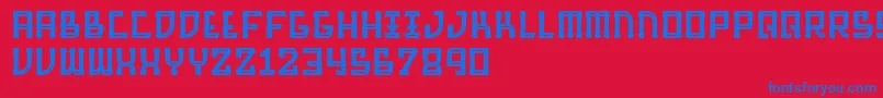 BarqueInline-Schriftart – Blaue Schriften auf rotem Hintergrund