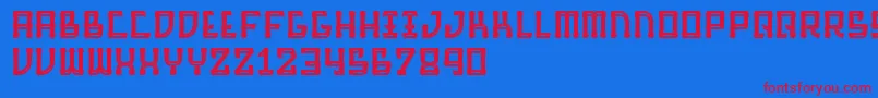BarqueInline-Schriftart – Rote Schriften auf blauem Hintergrund
