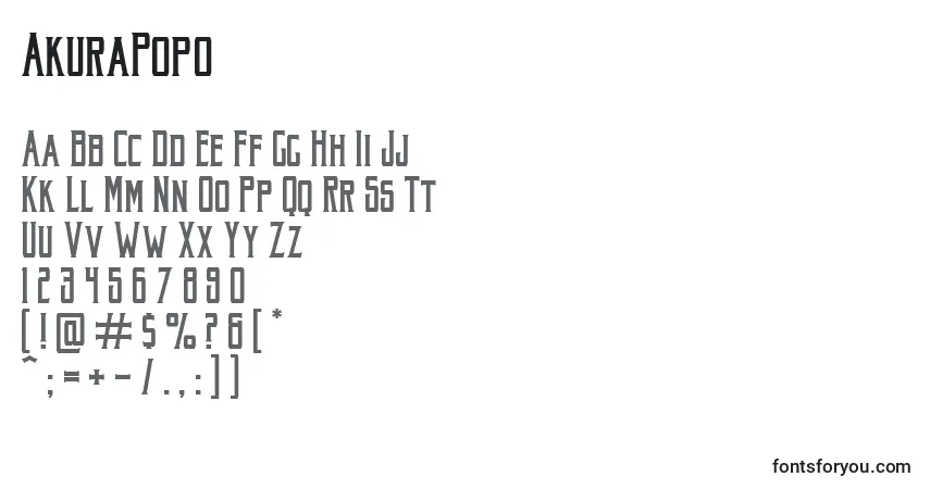 AkuraPopo-fontti – aakkoset, numerot, erikoismerkit