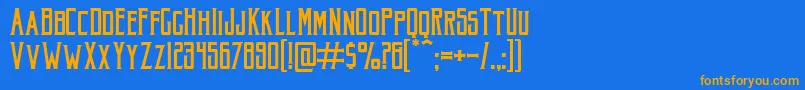 フォントAkuraPopo – オレンジ色の文字が青い背景にあります。