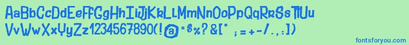 Fonte StubbornShark – fontes azuis em um fundo verde