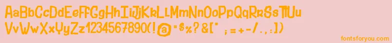 Więcej informacji o czcionce StubbornShark Czcionka StubbornShark – pomarańczowe czcionki na różowym tle
