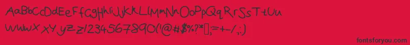 フォントJoannaSHandwriting – 赤い背景に黒い文字