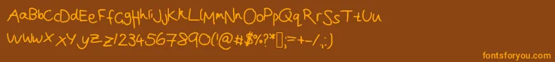 JoannaSHandwriting Font – Orange Fonts on Brown Background