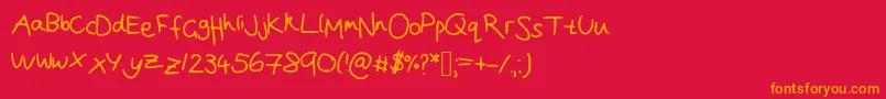 Fonte JoannaSHandwriting – fontes laranjas em um fundo vermelho