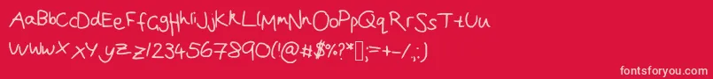 フォントJoannaSHandwriting – 赤い背景にピンクのフォント