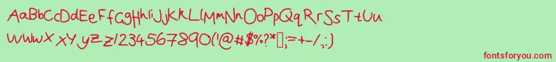 JoannaSHandwriting Font – Red Fonts on Green Background