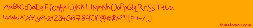JoannaSHandwriting Font – Red Fonts on Orange Background