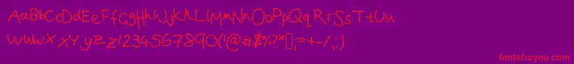 フォントJoannaSHandwriting – 紫の背景に赤い文字