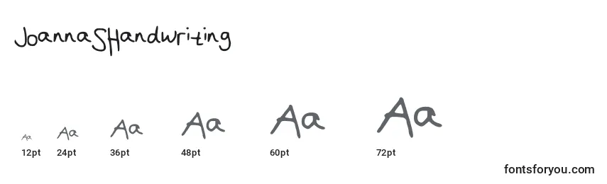 JoannaSHandwriting Font Sizes