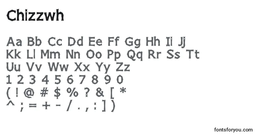 A fonte Chizzwh – alfabeto, números, caracteres especiais