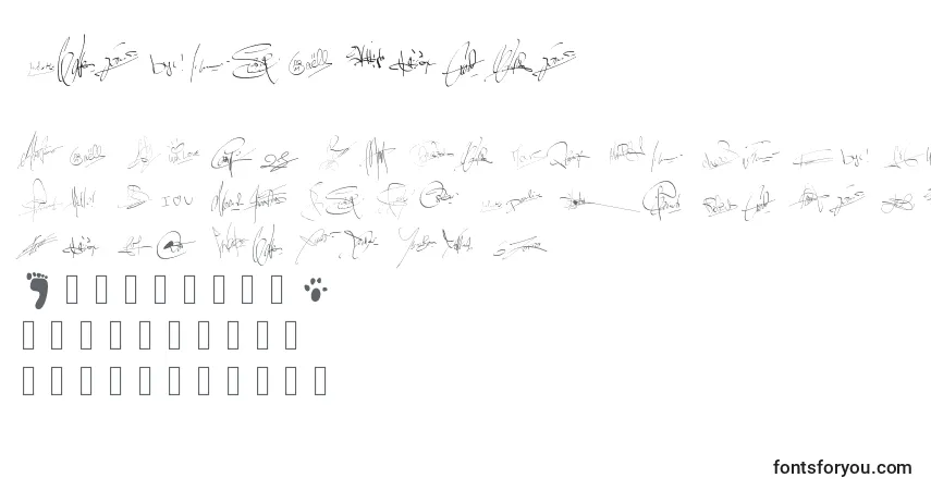 Schriftart Pwsignatures – Alphabet, Zahlen, spezielle Symbole