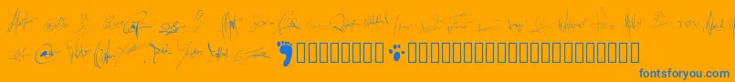 Pwsignatures-Schriftart – Blaue Schriften auf orangefarbenem Hintergrund