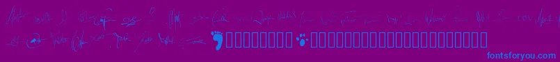 Pwsignatures-fontti – siniset fontit violetilla taustalla