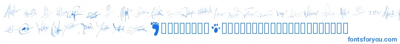 Pwsignatures-Schriftart – Blaue Schriften auf weißem Hintergrund
