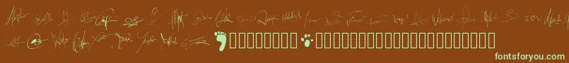 Pwsignatures-Schriftart – Grüne Schriften auf braunem Hintergrund