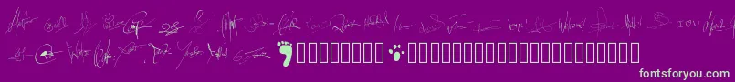 Pwsignatures-fontti – vihreät fontit violetilla taustalla