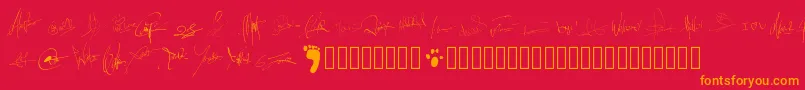 Fonte Pwsignatures – fontes laranjas em um fundo vermelho