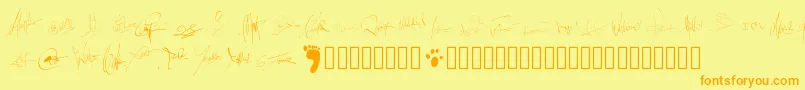 Fonte Pwsignatures – fontes laranjas em um fundo amarelo