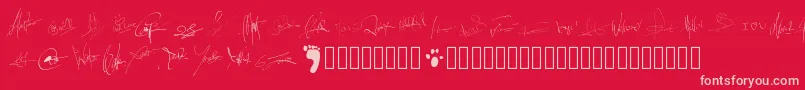 Fonte Pwsignatures – fontes rosa em um fundo vermelho