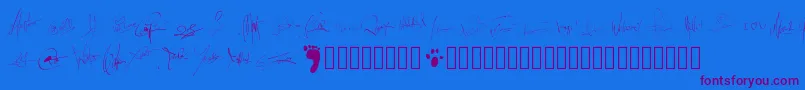 Pwsignatures-Schriftart – Violette Schriften auf blauem Hintergrund