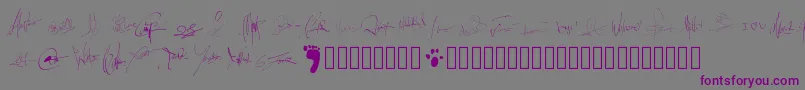 Pwsignatures-fontti – violetit fontit harmaalla taustalla