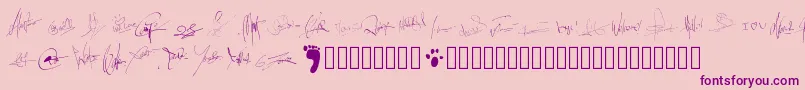 Pwsignatures-Schriftart – Violette Schriften auf rosa Hintergrund