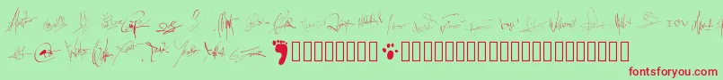 Pwsignatures Font – Red Fonts on Green Background