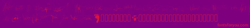 Pwsignatures-Schriftart – Rote Schriften auf violettem Hintergrund