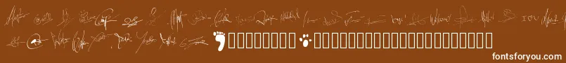 Pwsignatures-fontti – valkoiset fontit ruskealla taustalla