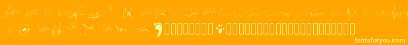 Pwsignatures-Schriftart – Gelbe Schriften auf orangefarbenem Hintergrund