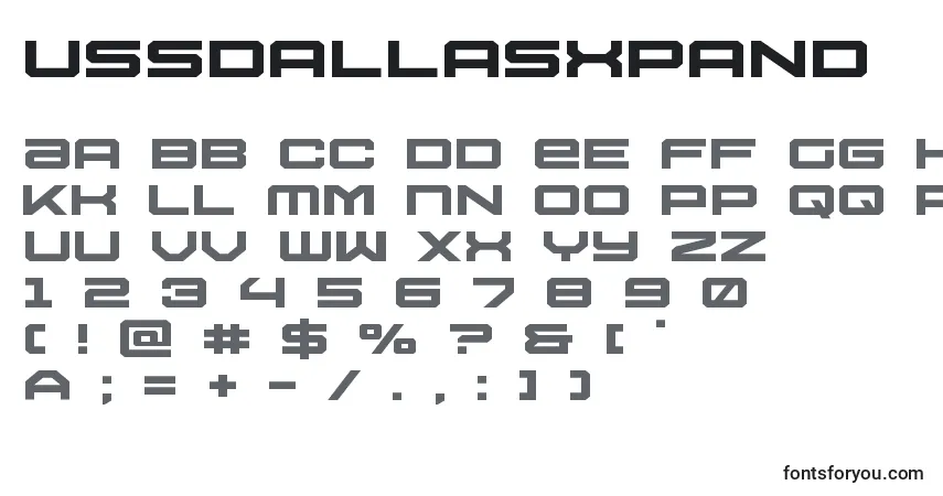 Schriftart Ussdallasxpand – Alphabet, Zahlen, spezielle Symbole