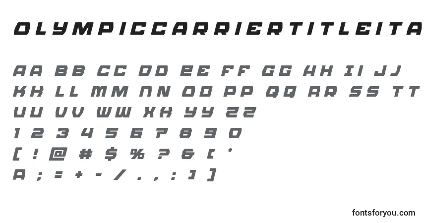 Czcionka Olympiccarriertitleital – alfabet, cyfry, specjalne znaki