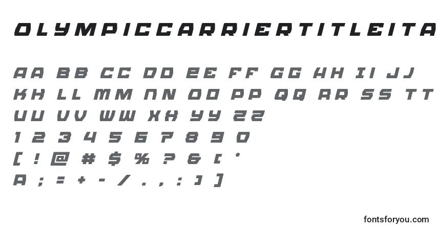Olympiccarriertitleital-fontti – aakkoset, numerot, erikoismerkit